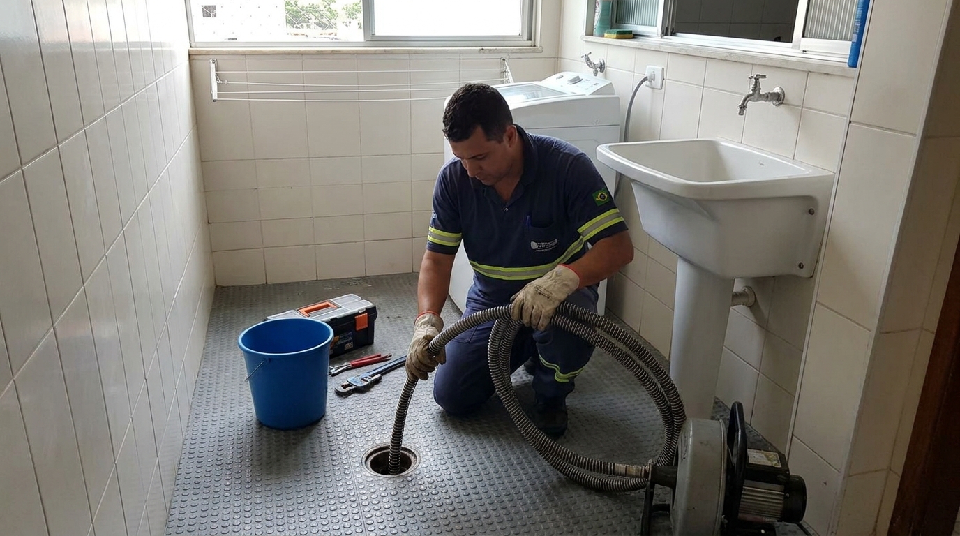Desentupimento de ralo residencial em Presidente Prudente‑SP